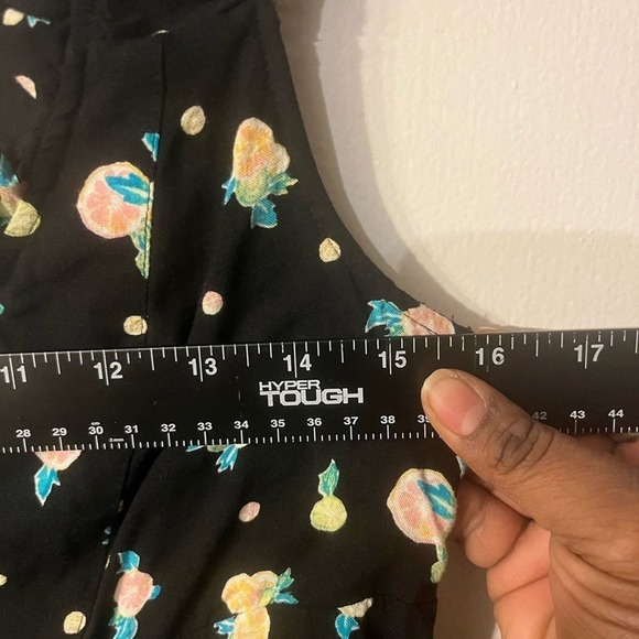 Free People Black‎ Like A Lady Black Citrus Ruffle Floral Tie Back Mini Dress M - Picture 6 of 9